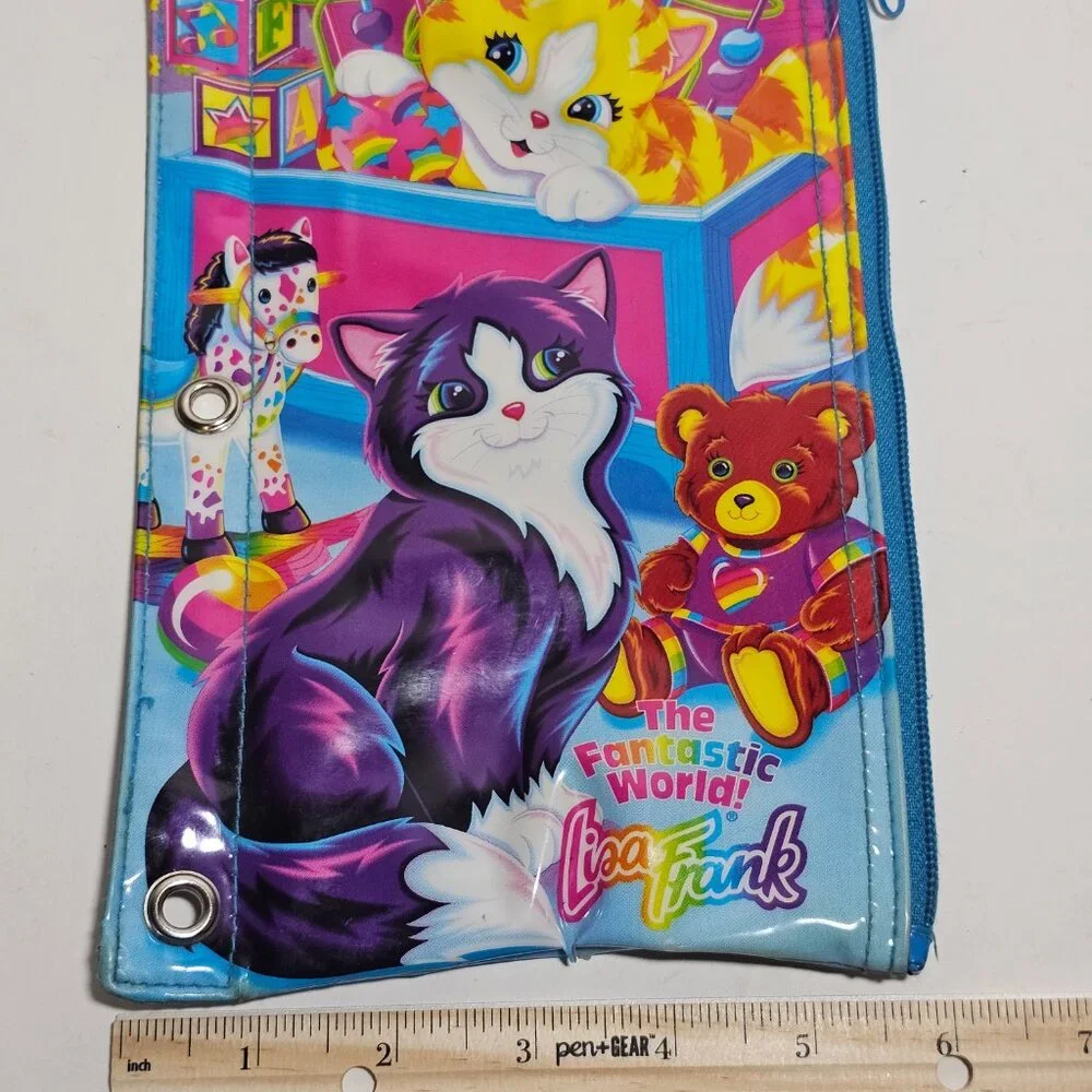 Lisa Frank 90s Playtime Kittens Cat Pencil Pals Case Bag Vintage 3 Ring Pouch